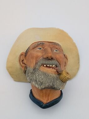 Vintage (1977) Bossons "Old Timer" Chalkware Wall Hanging Head Figure